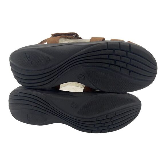 Dr. Scholls Sandals Women's 7 Cline Brown Leather Gel-Pac Insole comfort - Picture 4 of 7